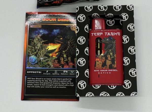 Terp Tanks NYC Sour Diesel 2g Sativa strain-specific vape with limonene and caryophyllene