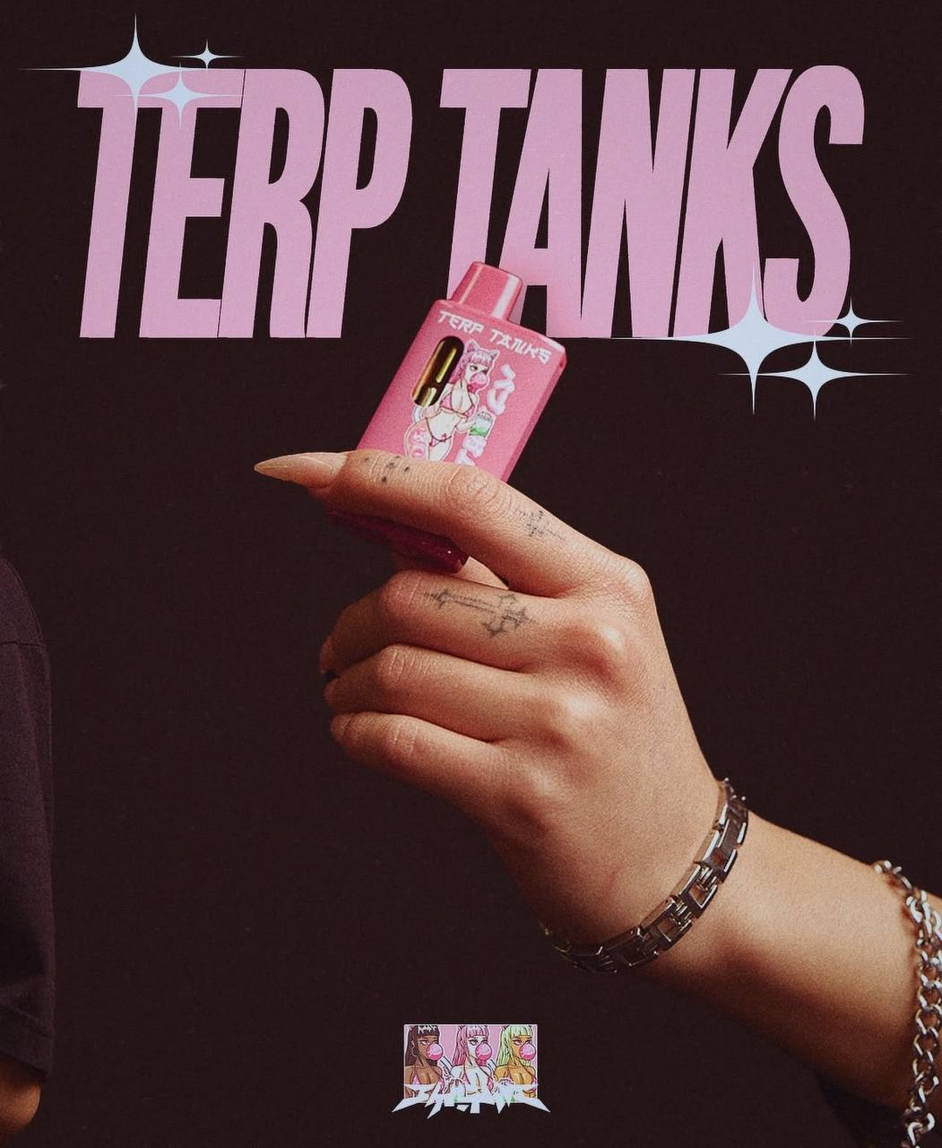 Terp Tanks 2g THC disposable vape device with anime-inspired packaging and ceramic coil technology